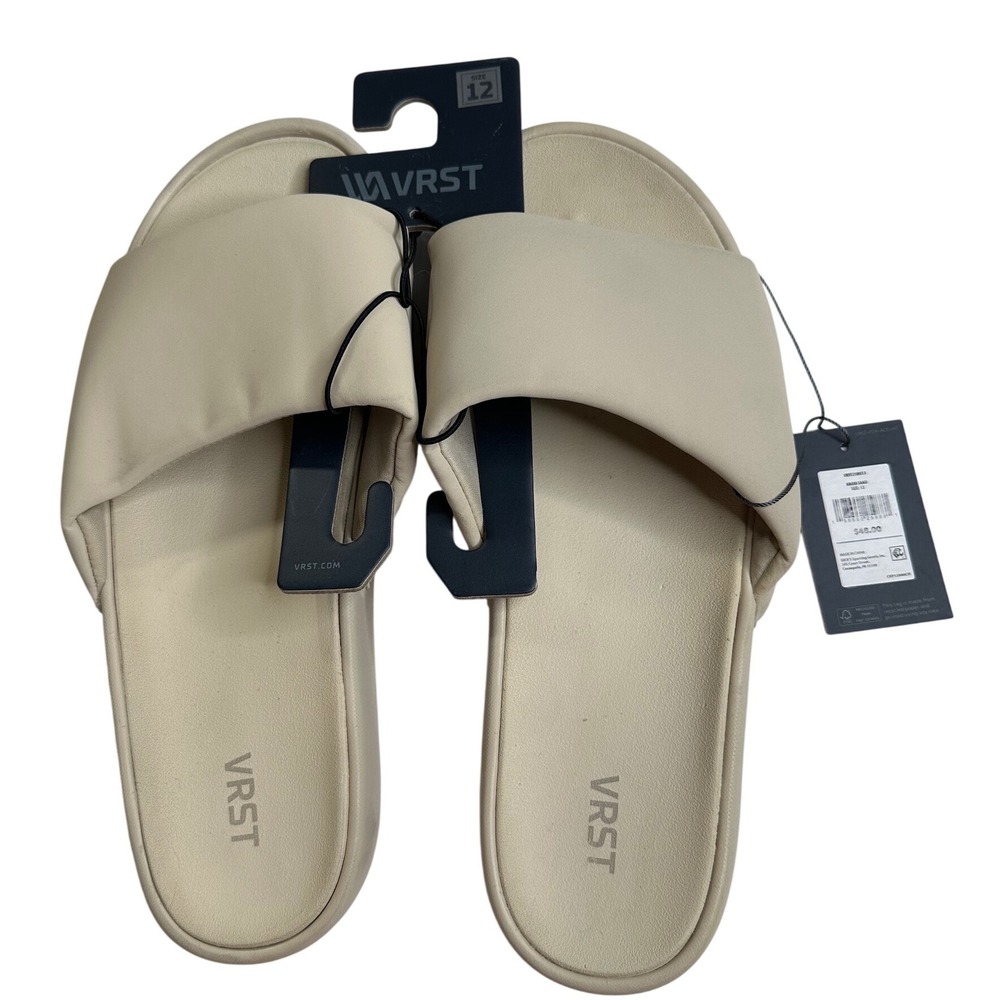VRST Mens Khaki Sand‎ Slides Padded Strap Comfort Sandals VRST25MS13 Size 12 NEW